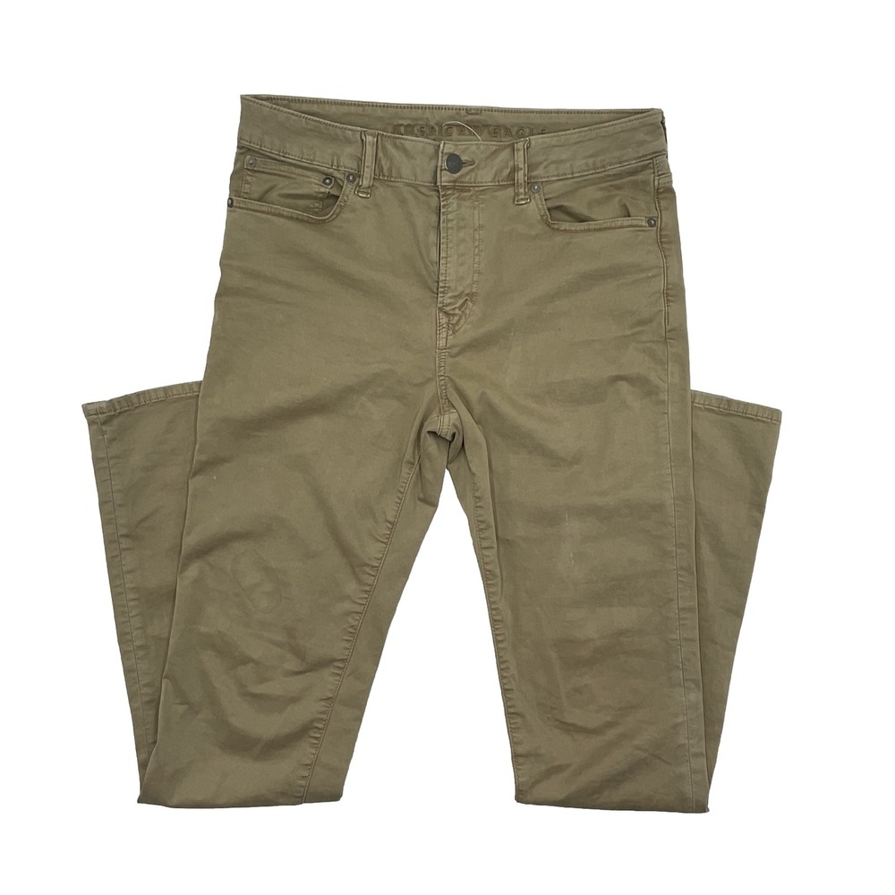 American Eagle Pants Mens 28 x 32 Tan Brown Slim Straight Flex Slacks #C158